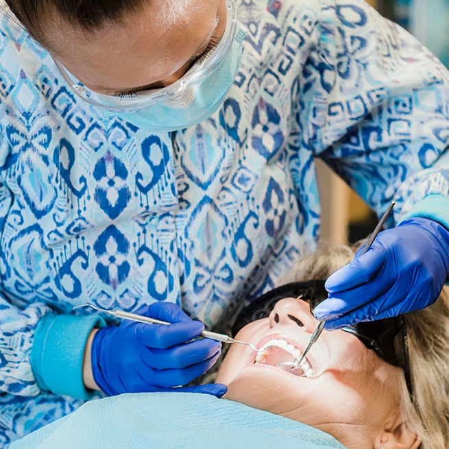 Patient receiving preventive dentistry treatment