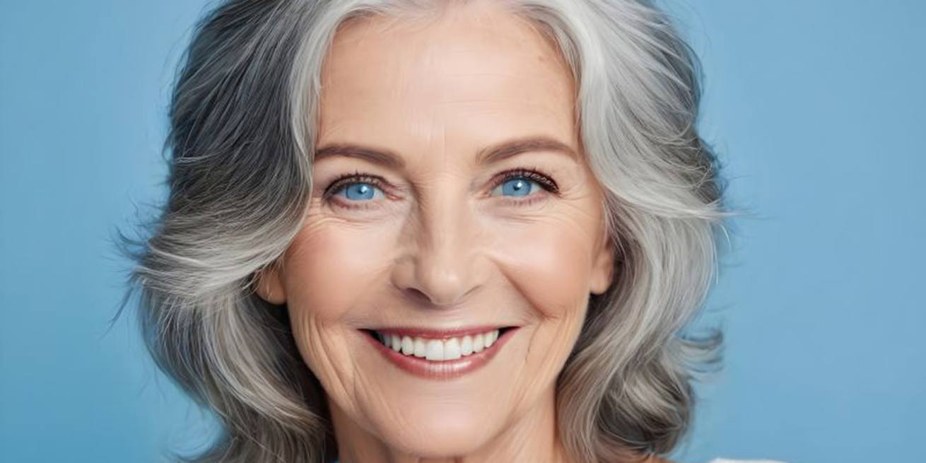 Smiling senior woman with beautiful teeth