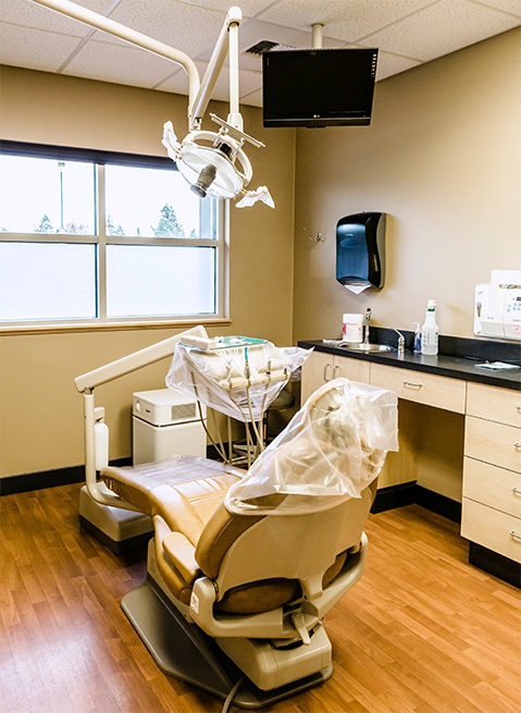 Dental exam room at Burien Washington dental office