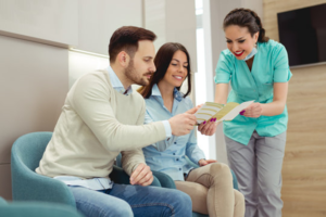 a patient looking at a dental insurance form 